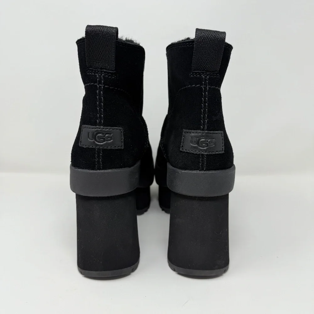 New UGG New Heights Platform Mini Black Suede Sz 9.5